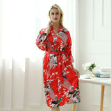Japanese-themed Peacock Floral Women's Yukata Kimono Robe Cardigan with Belt-Kawaii Dream