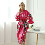 Japanese-themed Peacock Floral Women's Yukata Kimono Robe Cardigan with Belt-Kawaii Dream