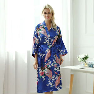 Japanese-themed Peacock Floral Women's Yukata Kimono Robe Cardigan with Belt-Kawaii Dream