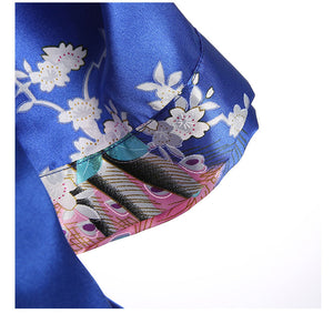 Japanese-themed Peacock Floral Women's Yukata Kimono Robe Cardigan with Belt-Kawaii Dream