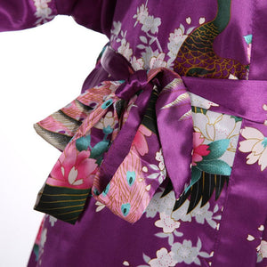 Japanese-themed Peacock Floral Women's Yukata Kimono Robe Cardigan with Belt-Kawaii Dream