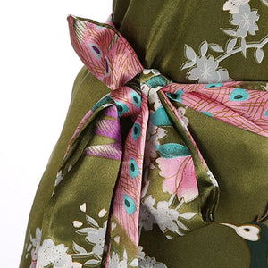 Japanese-themed Peacock Floral Women's Yukata Kimono Robe Cardigan with Belt-Kawaii Dream