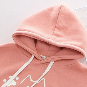 Japanese-themed Pink Blue Two-Tone Cat Hoodie-Kawaii Dream
