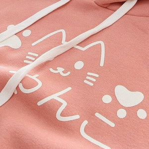 Japanese-themed Pink Blue Two-Tone Cat Hoodie-Kawaii Dream