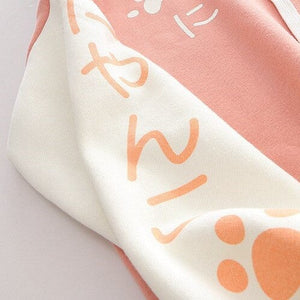Japanese-themed Pink Blue Two-Tone Cat Hoodie-Kawaii Dream