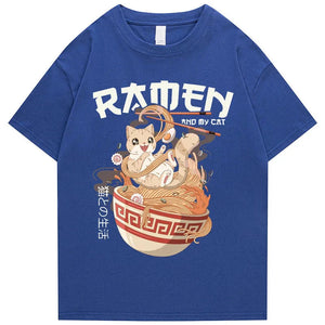 Japanese-themed Ramen & Kawaii Cat Unisex Tee-Kawaii Dream