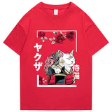 Japanese-themed Samurai Cat Rose Kanji Unisex Tee-Kawaii Dream