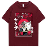 Japanese-themed Samurai Cat Rose Kanji Unisex Tee-Kawaii Dream