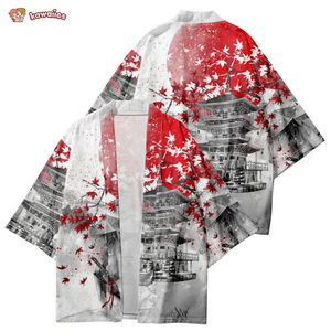 Japanese-themed Samurai Pagoda Red Sun Unisex Kimono-Kawaii Dream