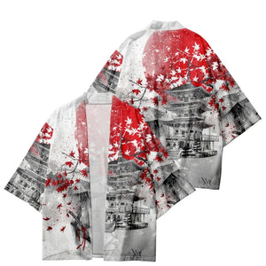 Japanese-themed Samurai Pagoda Red Sun Unisex Kimono-Kawaii Dream