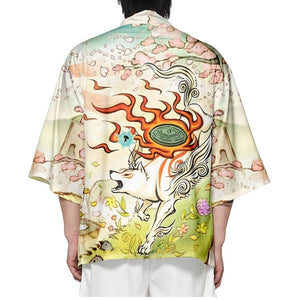 Japanese-themed Spirited Away White Wolf Unisex Kimono-Kawaii Dream