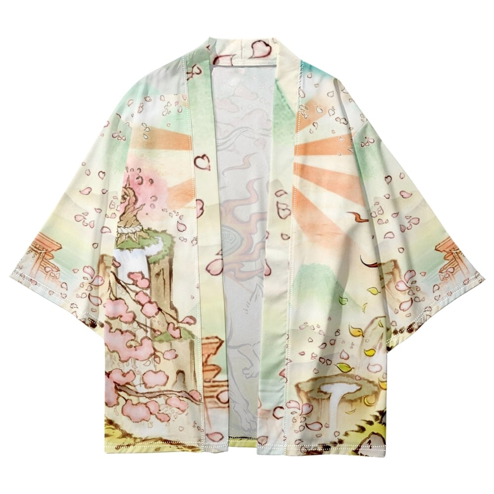 Japanese-themed Spirited Away White Wolf Unisex Kimono-Kawaii Dream