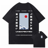 Japanese-themed Wave Red Sun Kanji Unisex Tee-Kawaii Dream