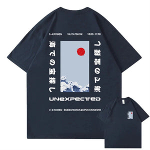 Japanese-themed Wave Red Sun Kanji Unisex Tee-Kawaii Dream