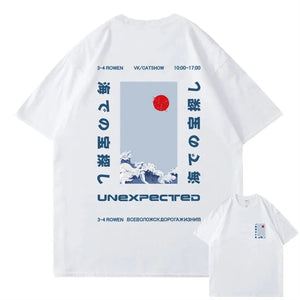 Japanese-themed Wave Red Sun Kanji Unisex Tee-Kawaii Dream