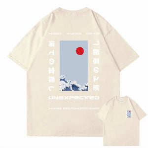 Japanese-themed Wave Red Sun Kanji Unisex Tee-Kawaii Dream