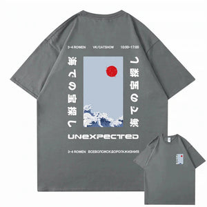 Japanese-themed Wave Red Sun Kanji Unisex Tee-Kawaii Dream