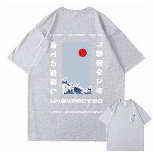 Japanese-themed Wave Red Sun Kanji Unisex Tee-Kawaii Dream