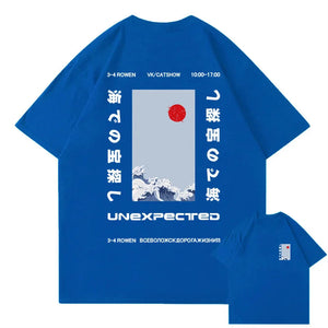 Japanese-themed Wave Red Sun Kanji Unisex Tee-Kawaii Dream