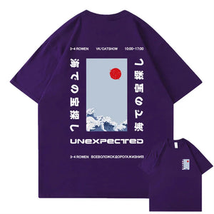 Japanese-themed Wave Red Sun Kanji Unisex Tee-Kawaii Dream