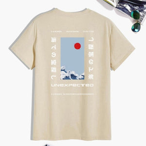 Japanese-themed Wave Red Sun Kanji Unisex Tee-Kawaii Dream