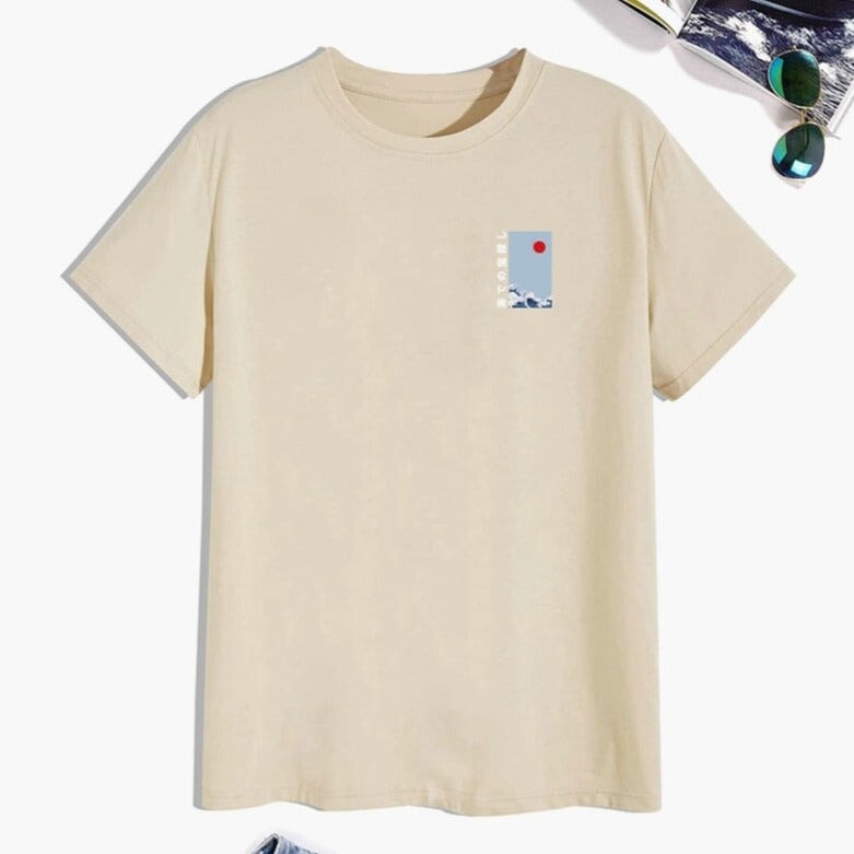 Japanese-themed Wave Red Sun Kanji Unisex Tee-Kawaii Dream