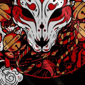 Japanese-themed White Fox Mask Print Unisex Kimono-Kawaii Dream