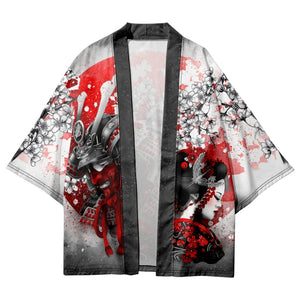 Japanese-themed White Kimono Lady Red Sakura Unisex Kimono-Kawaii Dream