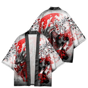 Japanese-themed White Kimono Lady Red Sakura Unisex Kimono-Kawaii Dream