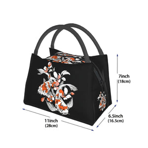 Japense-themed Koi And Sakura Black Lunch Bag-Kawaii Dream