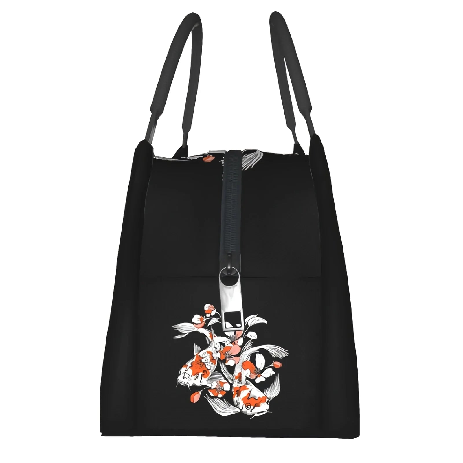 Japense-themed Koi And Sakura Black Lunch Bag-Kawaii Dream