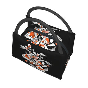 Japense-themed Koi And Sakura Black Lunch Bag-Kawaii Dream