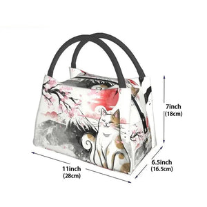 Japense-themed Sakura Mt Fuji Cat Lunch Bag-Kawaii Dream