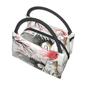 Japense-themed Sakura Mt Fuji Cat Lunch Bag-Kawaii Dream