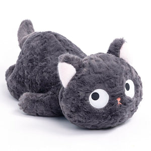 Jiji the Fluffy Black Cat Plushie Laying Down-Kawaii Dream