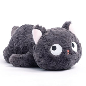 Jiji the Fluffy Black Cat Plushie Laying Down-Kawaii Dream