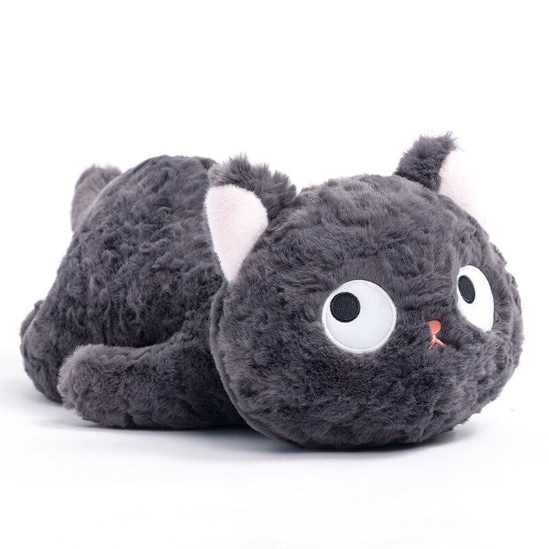 Jiji the Fluffy Black Cat Plushie Laying Down-Kawaii Dream