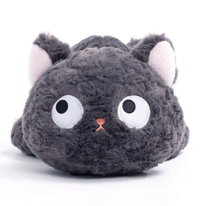 Jiji the Fluffy Black Cat Plushie Laying Down-Kawaii Dream