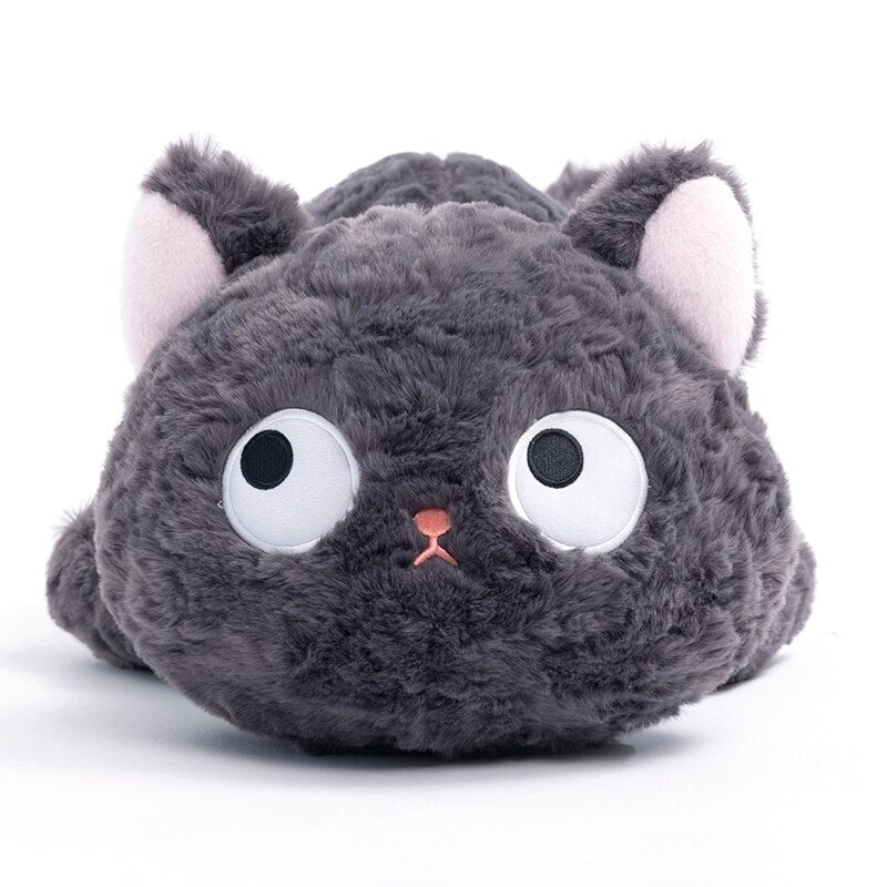 Jiji the Fluffy Black Cat Plushie Laying Down-Kawaii Dream