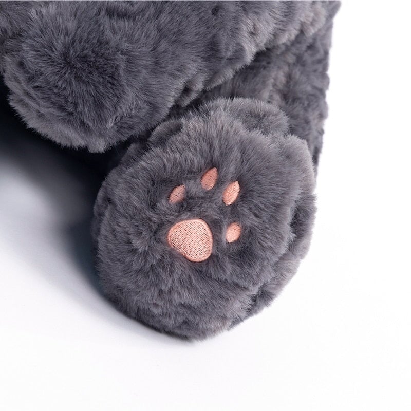Jiji the Fluffy Black Cat Plushie Laying Down-Kawaii Dream