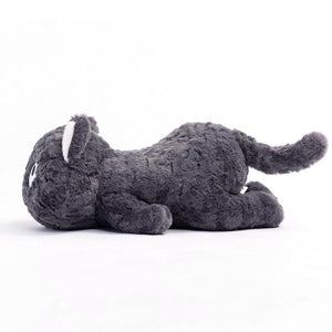 Jiji the Fluffy Black Cat Plushie Laying Down-Kawaii Dream