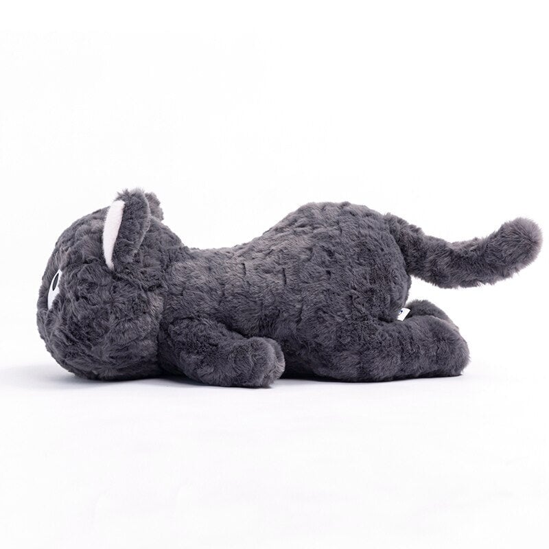 Jiji the Fluffy Black Cat Plushie Laying Down-Kawaii Dream