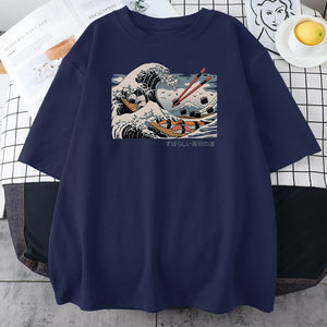 Kanagawa Wave of Sushi Unisex Cotton Tee-Kawaii Dream