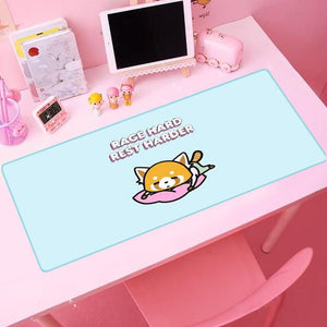 Kawaii Aggretsuko Red Panda "Rage Hard, Rest Harder" Large Mouse Pad-Kawaii Dream