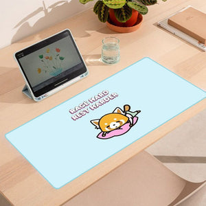 Kawaii Aggretsuko Red Panda "Rage Hard, Rest Harder" Large Mouse Pad-Kawaii Dream