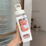 Kawaii Bear White Pink Rectangle Plastic Bottle With 3D Sticker-Kawaii Dream