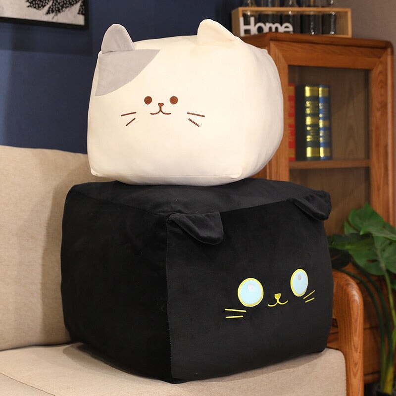 Kawaii Black White Cube Cat Plushies-Kawaii Dream