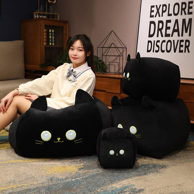 Kawaii Black White Cube Cat Plushies-Kawaii Dream