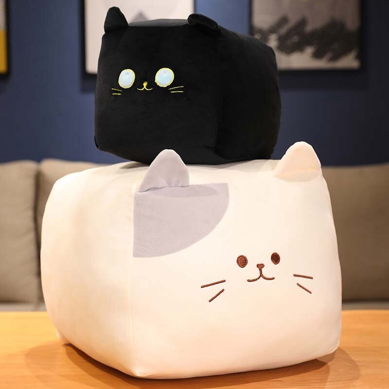 Kawaii Black White Cube Cat Plushies-Kawaii Dream