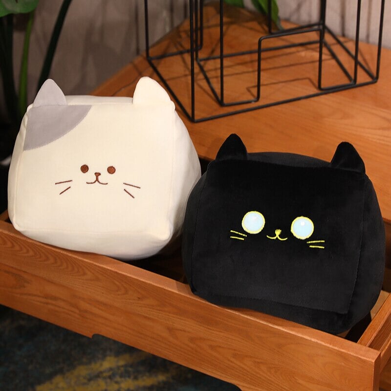 Kawaii Black White Cube Cat Plushies-Kawaii Dream